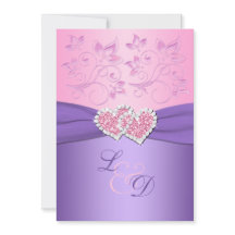 Rosa e convite juntado roxo do monograma dos