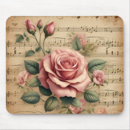 Rosa e Mouse Pad de Partitura