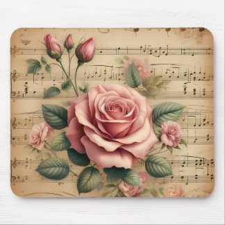Rosa e Mouse Pad de Partitura