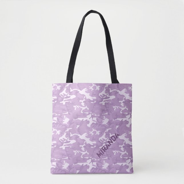 Rosa e o bolsa roxo da camuflagem com nome (Frente)