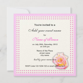 rosa e pontos cor-de-rosa, todo o convite de festa