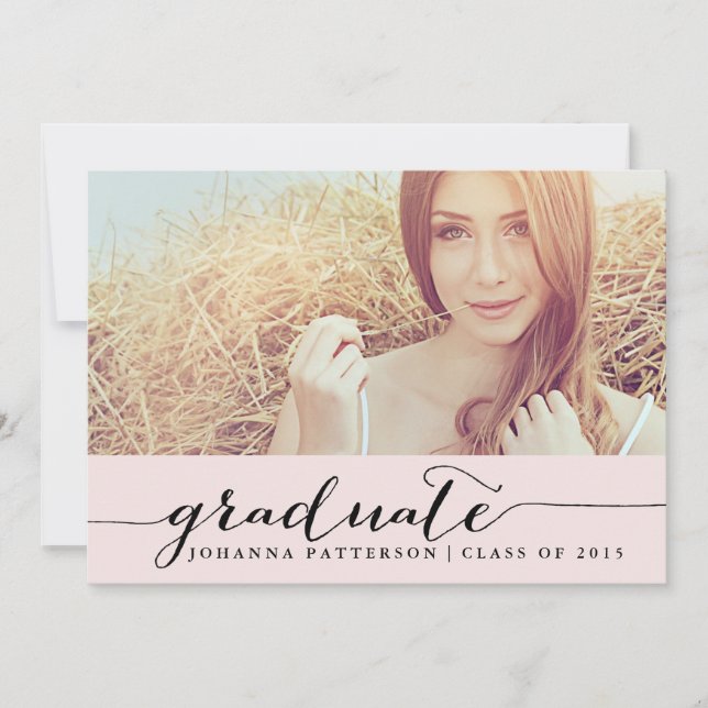 Rosa e Preto | Convite à graduação manuscrito (Frente)