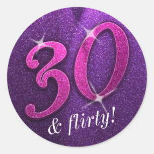 Rosa e roxo 30 e etiquetas Flirty do aniversário