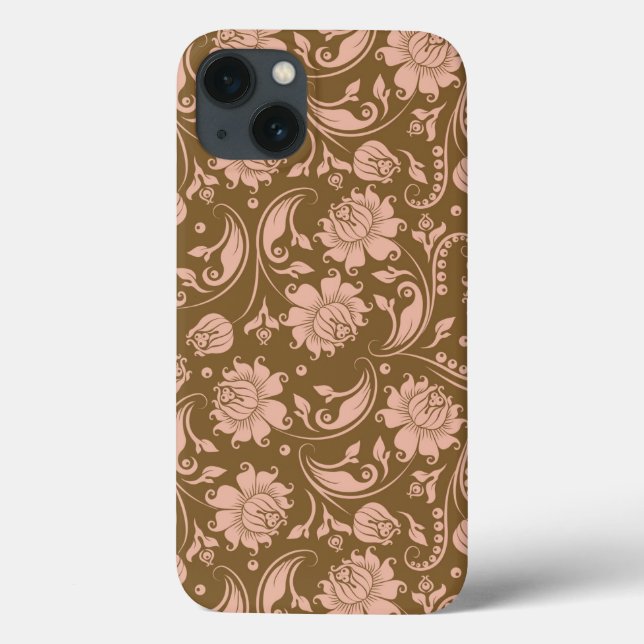 Rosa e teste padrão floral de Brown (Verso)