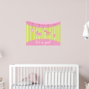 Rosa É Um Poster De Anúncio De Bebê De Menina
