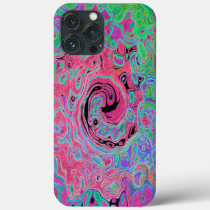 Rosa e Verde Lima Groovy Abstrato Retro Espiral