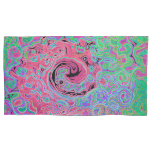 Rosa e Verde Lima Groovy Abstrato Retro Espiral