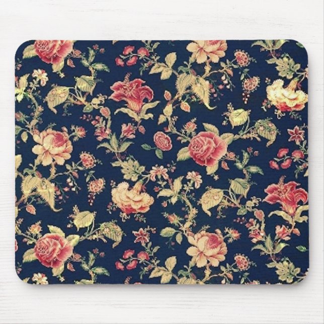 Rosa elegante Mousepad floral do vintage (Frente)