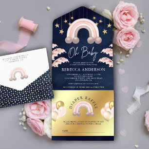 Rosa Empoeirado Dourado Boho Arco-íris Azul Marinh