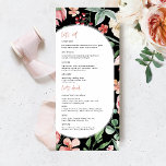 Rosa escuro | Primavera Florals Menu Wedding<br><div class="desc">Belos cartões de cardápio para elogiar suas configurações de mesa no seu casamento ou na próxima festa de janto. Um casamento com uma vibração florescente é tudo o que você precisa para um dia adorável e brilhante! A doce pincelada com pastéis bonito e a papoila vermelha sobre fundo escuro cria...</div>