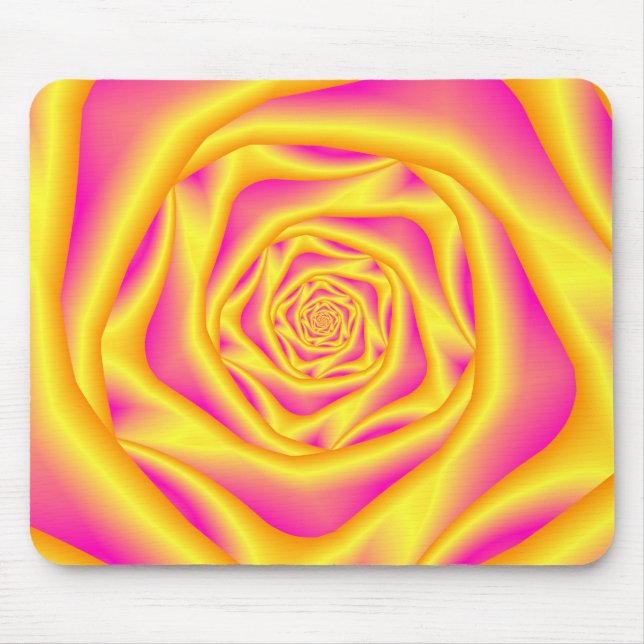 Rosa espiral do Mousepad em amarelo e rosa (Frente)