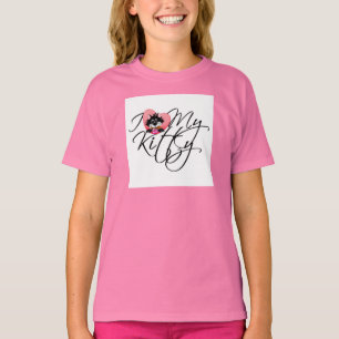 Rosa eu amo meus camiseta e presentes do gatinho