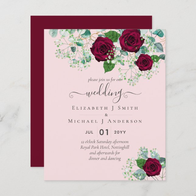 ROSA Eucalyptus Weding BUDGET Burgundy (Frente/Verso)