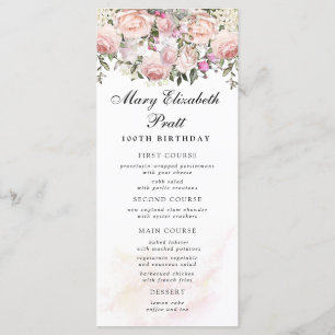 Rosa Floral 100º Aniversário Menu