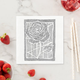 Rosa Floral Arte Geométrica em Guardanapo de Papel