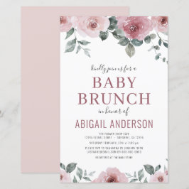 Rosa Floral Bebê Floral  Convite Brunch