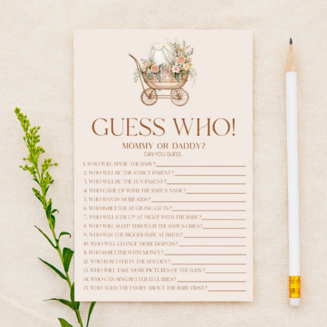 Rosa Floral Carruagem Adivinha Quem Jogo De Chá de (Criador carregado)