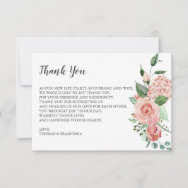 Rosa Floral Cartões de agradecimentos De Casamento