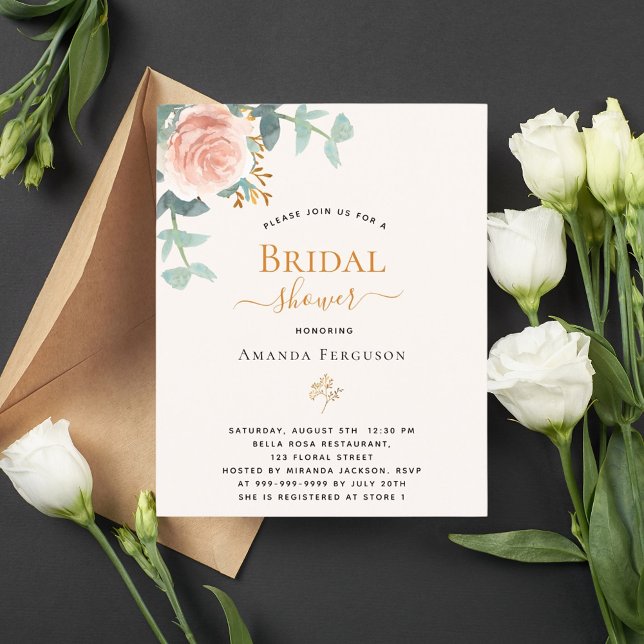 Rosa floral Chá de panela de orçamento de blush (Criador carregado)