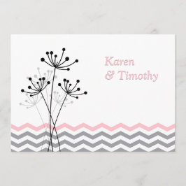 Rosa, floral cinzento, convite de casamento de