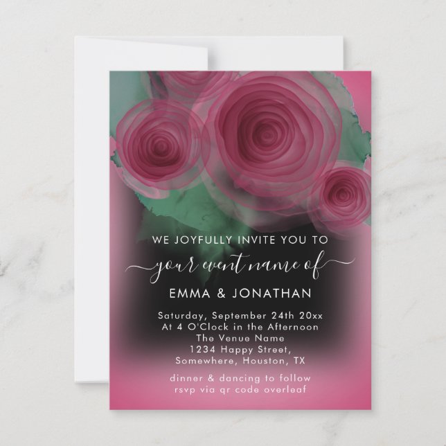 Rosa Floral Código QR Marsala Beet Black (Frente)