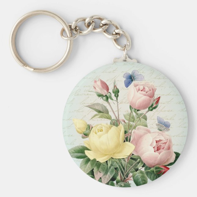 Rosa floral feminino chaveiro (Frente)