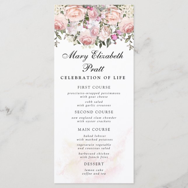 Rosa Floral Funeral Menu (Frente)