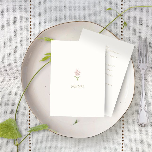 Rosa Floral Menu de Casamento com Cartão de Marfim (Criador carregado)