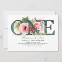 Rosa Floral ONE | CONVITE DE FESTAS PRIMEIRO ANIVE