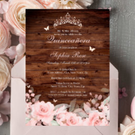 Rosa Floral Russo Dourada Borboleta Quinceanera