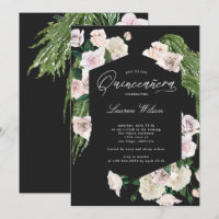 rosa floral tropical Quinceanera Convite