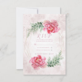 Rosa Floral Verde Água-forte Casamento RSVP