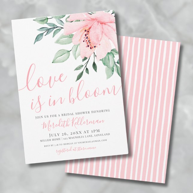 Rosa Flores Amor Está em Flor Convite de Chá de No (Blush Pink Floral Love Is In Bloom Bridal Shower Invitation)