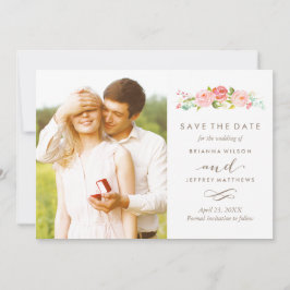 Rosa Garden Floral Save The Date Cartão com fotos
