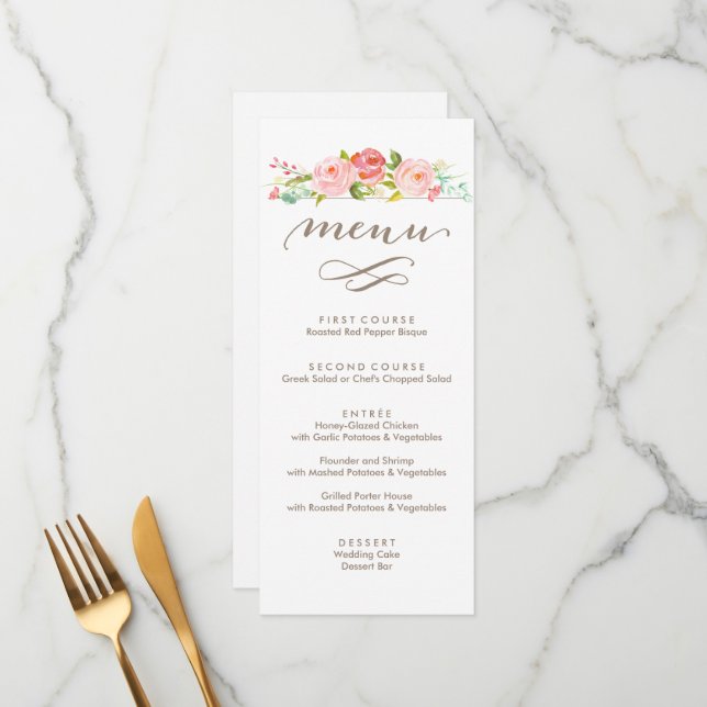 Rosa Garden Floral Wedding Menu (Frente/Verso In Situ)