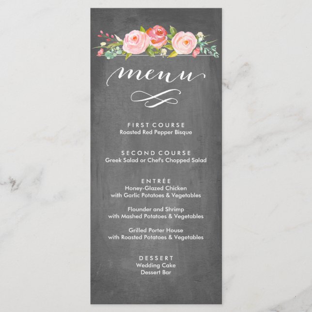 Rosa Garden Floral Wedding Menu (Frente)