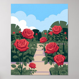 Rosa Garden Poster - Floral de vetor plano minimal