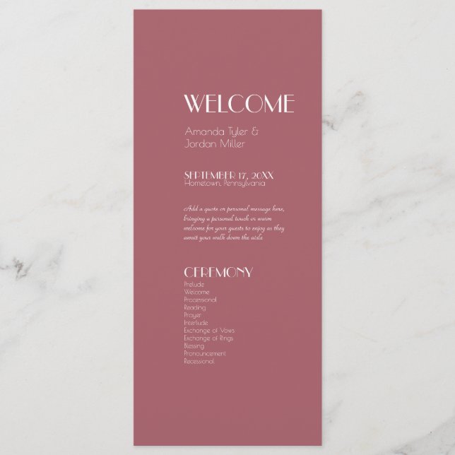 Rosa Garden | Programa de casamento por Rosa escur (Frente)