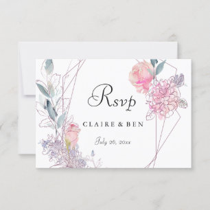 Rosa geométrico elegante RSVP Wedding floral do