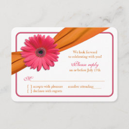 Rosa Gerber Daisy com Fita Laranja Casamento RSVP