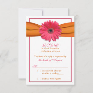 Rosa Gerber Daisy Fita Laranja Casamento RSVP Resp