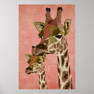 Rosa Girafas Pink Art Poster