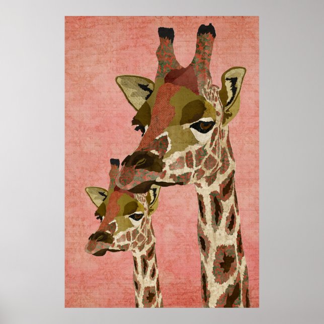 Rosa Girafas Pink Art Poster (Frente)