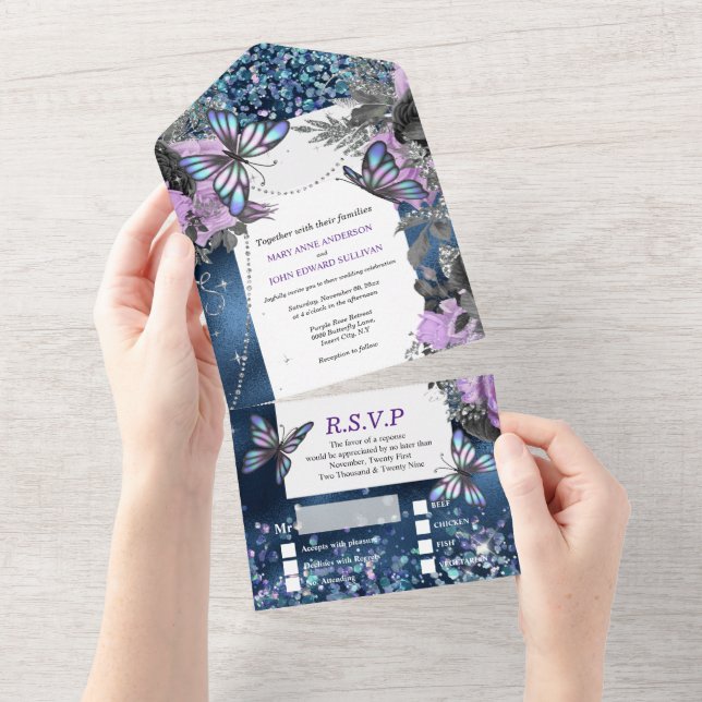 Rosa glamour roxo da borboleta prateada azul (Aba destacável)