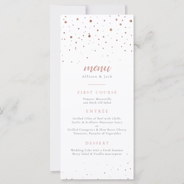 Rosa Glitter Classic Wedding Menu (Frente)