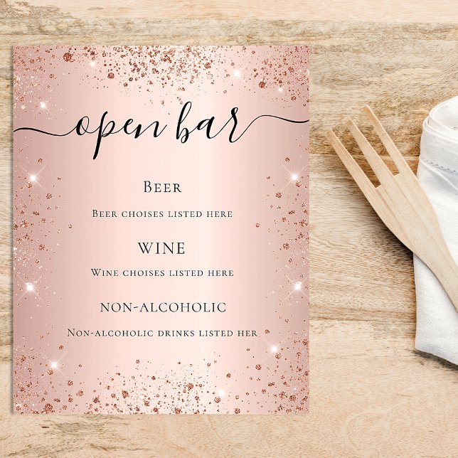 Rosa gold blush glitter brilha script menu bar  (Criador carregado)