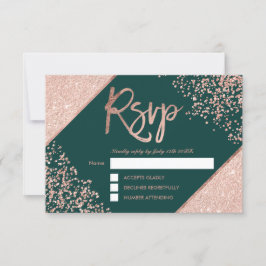 Rosa gold confetti frame green rsvp casamento