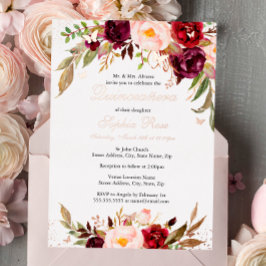Rosa Gold FOIL Blush Burgundy Quinceanera Floral