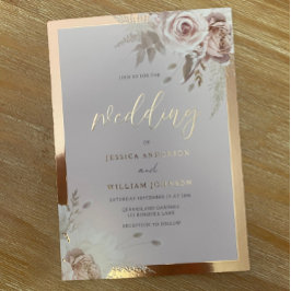 Rosa Gold Foil Border Blush Floral