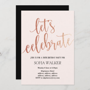 Rosa Gold Foil, convite de aniversário
